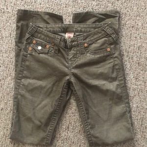 True religion corduroy olive green pants